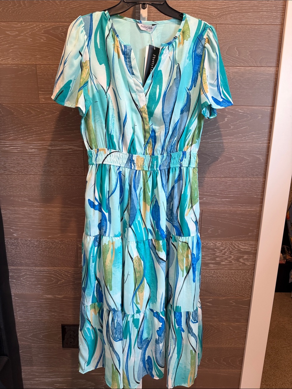 Abstract Print Tiered Midi Dress